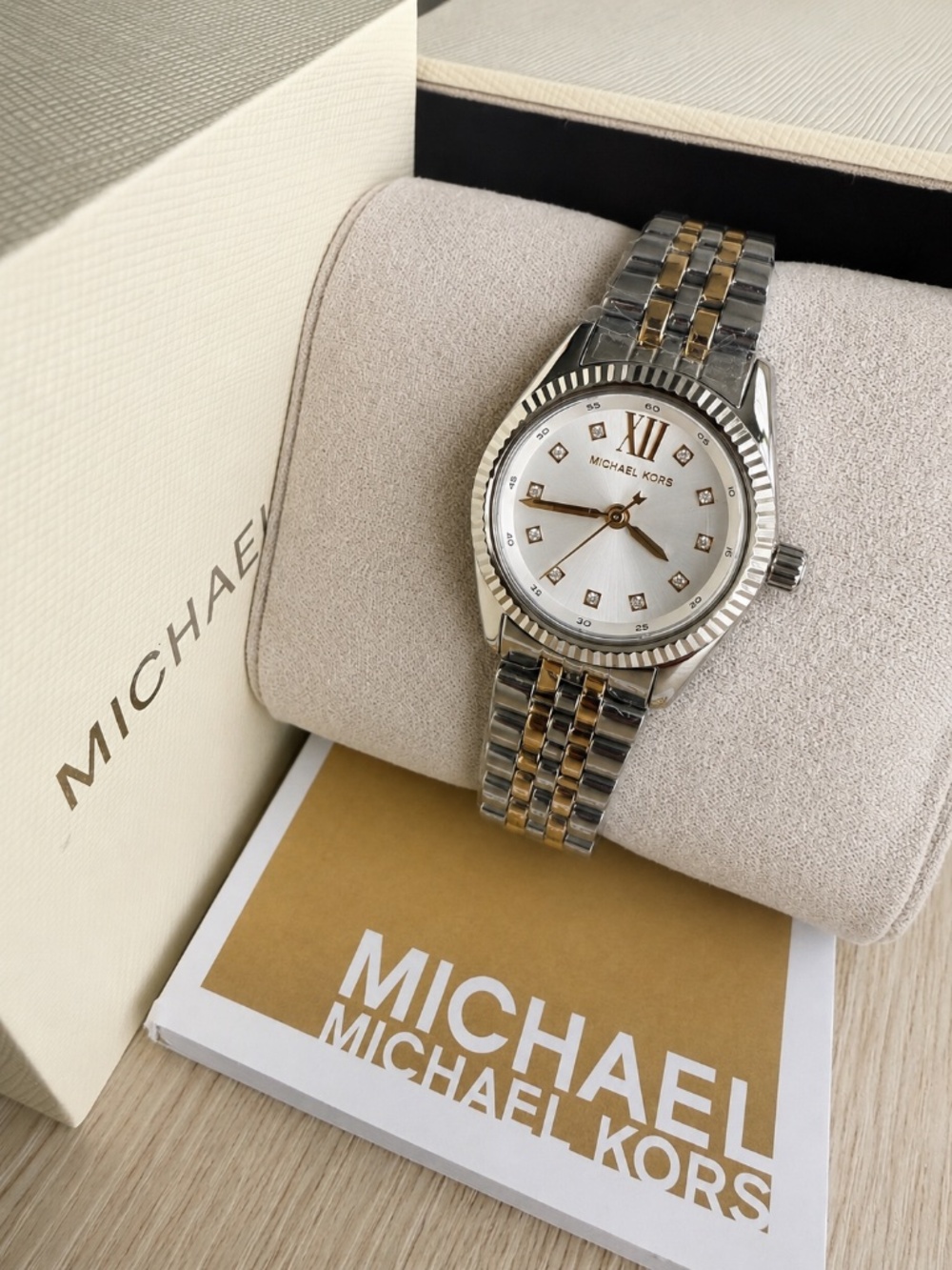 NEW Michael Kors Lexington Quartz Crystal Two-Tone Ladies Watch MK4740